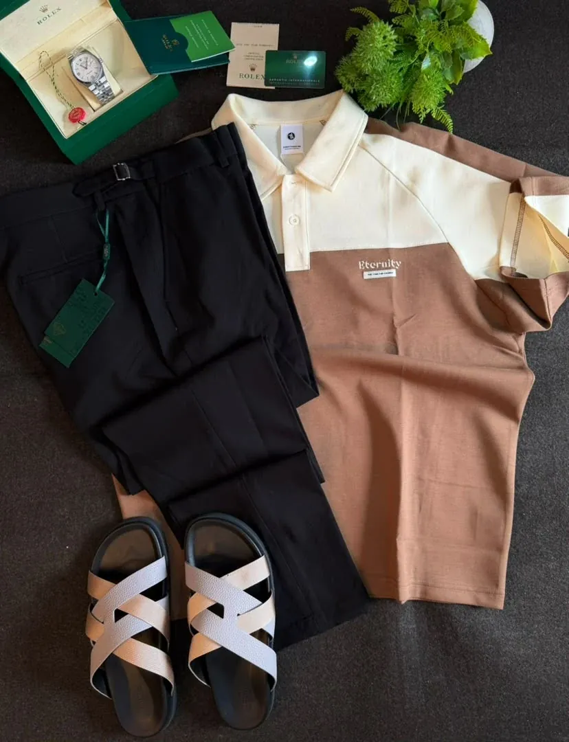 Mocha Raglan Panel Polo