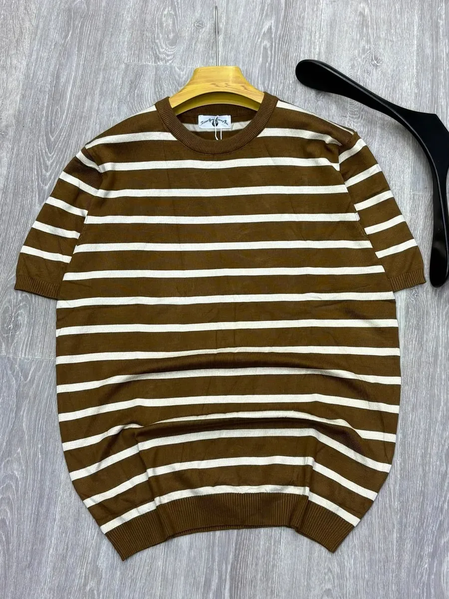 Chocolate Striped Fine-Knit Tee